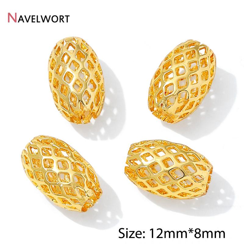 14K/18K Vergoldete Hohl-Abstandshalter-Perlen, Trennstück für Perlen, Ovale lose Perlen für Armbandherstellung Zubehör, Schmuckzubehör