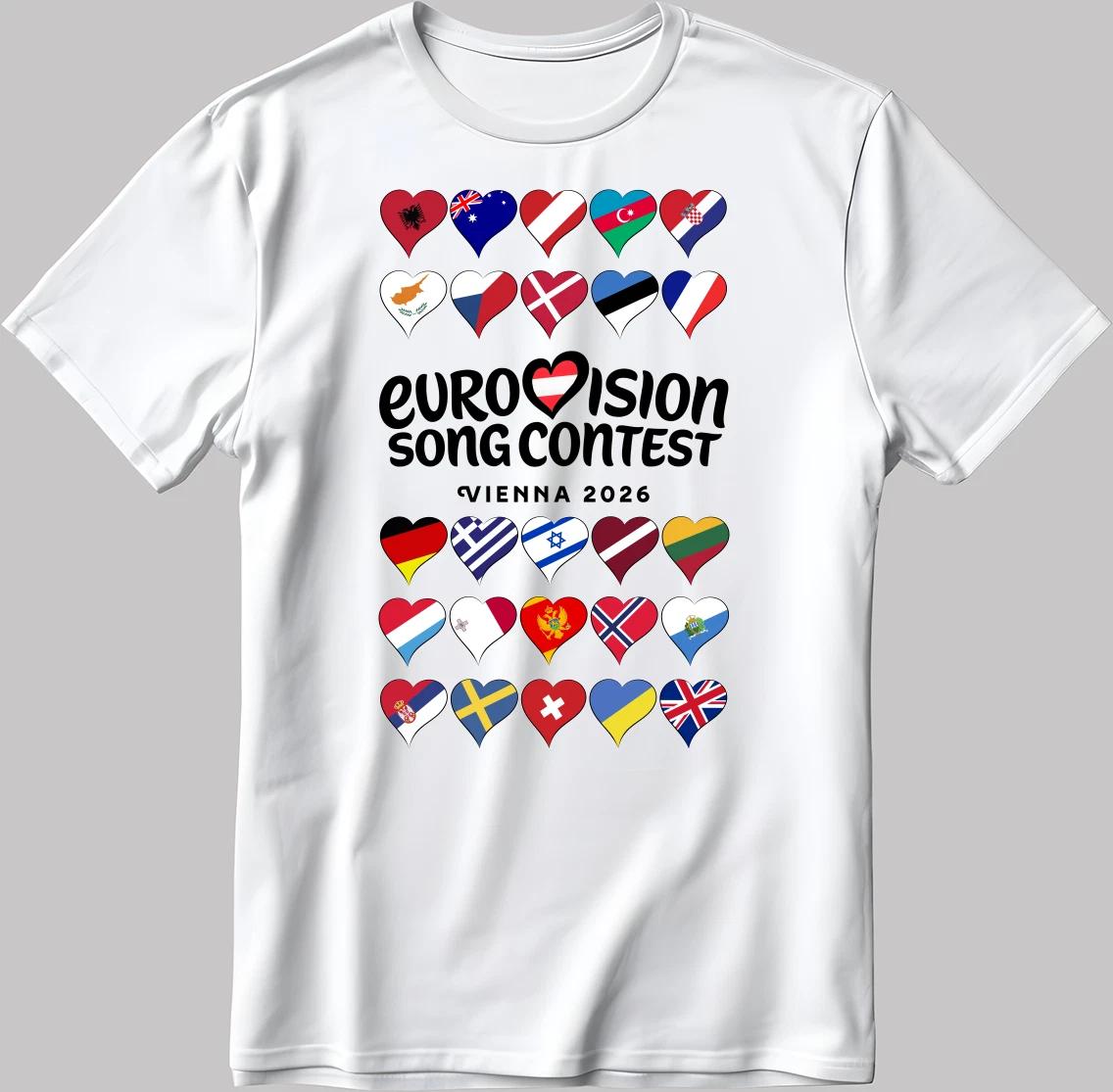 All Eurovision Song Contest Vienna Austria 2026 Men Women T Shirt Fashion Casual pure cotton Shortsleeved top Y2K Tshirt M
