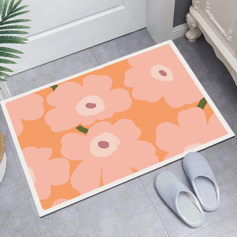 Diatom mud non-slip water absorption Finnish designer Nordic fresh flower bathroom bathroom entry decoration foot pad