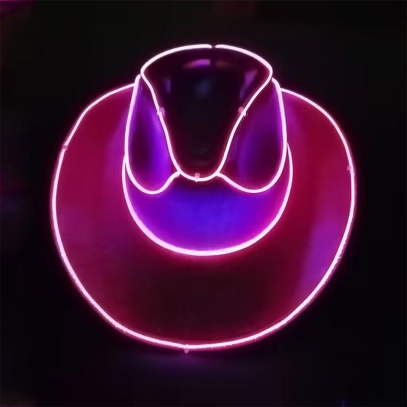 Western Hat Light Up LED Cowgirl Hat Party Hat Stage Costume Headwear