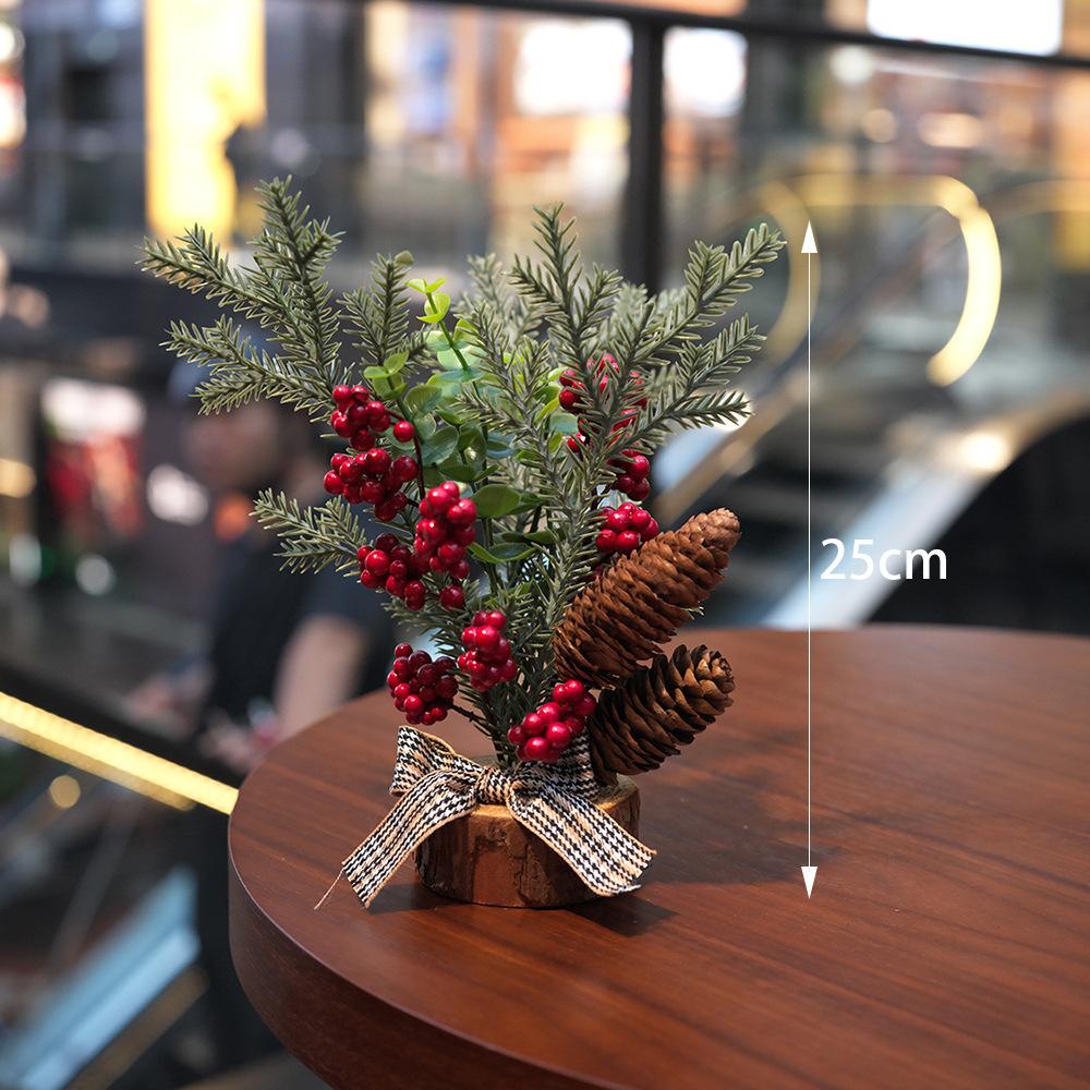 

Christmas Decorations Desktop Wealth Tree Berry Log Simulation Pottery Home Ins hall Decoration Home Showcase Shop Decoration 2pcs
