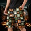 Men Drawstring Multi Pocket Cargo Shorts with Halloween Pumpkin and Bat Print Loose Fit Comfortable Design for Daily Wear
