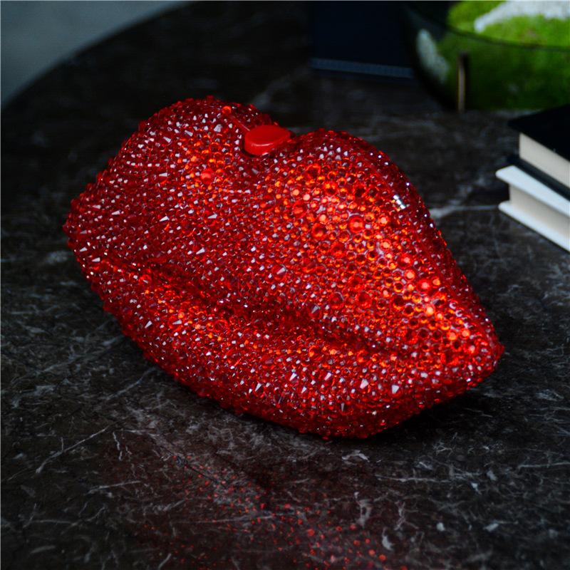 Dinner Bag Women's Lip Chain Bag European and American Style Diamond-set Nightclub Hand-held Party Rhinestone Bag Party Bag