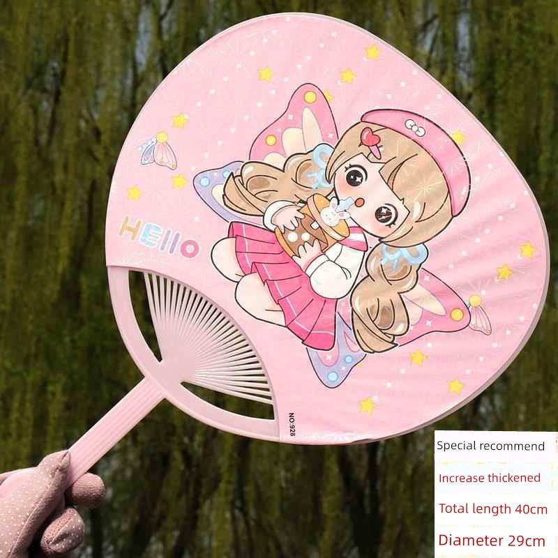 Large and Sturdy Cartoon Fan, Plastic Fan, Student Hand-Held Fan, Portable Summer Large Palm Leaf Fan