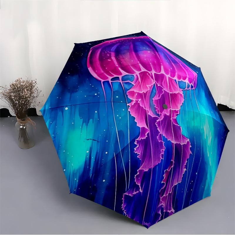 1pc Jellyfish Cosmic Automatic Open/Close Umbrella, Portable Folding Umbrella for Travel,suitable as a gift for various festivals