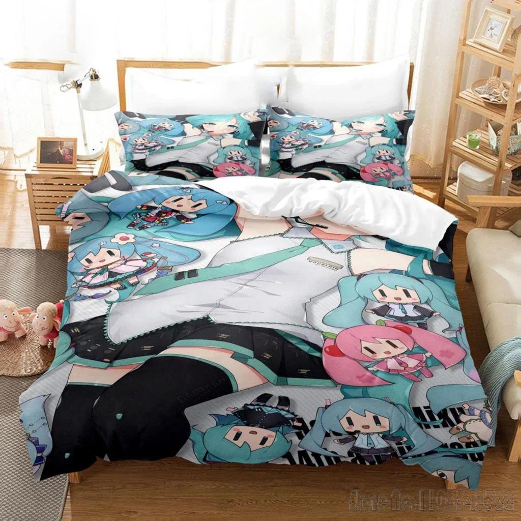 Anime Quilt Set Hatsune Duvet Cover Set HD Comforter Cover for Kids Bedding Sets Bedclothes Bedroom Decor