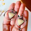 Vintage Silver Color Triangle Figure Carving Hollow Dangle Earrings for Women Jewelry