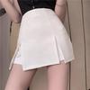 Women's White High-Waist Slit A-Line Mini Skirt - 2026 Spring/Summer Hip-Hugging Style