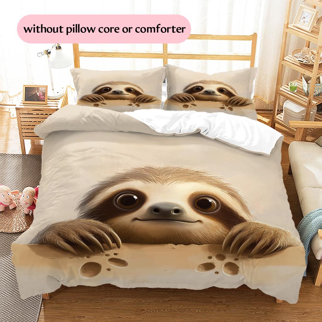 Sloth Pattern Bedding Home Decoration Birthday Gift (1 * duvet cover + 2 * pillowcase, without core)