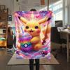 1Pc Pokemon drinks Print Flannel Blanket, High quality Comfortable for All Seasons, Home Decor, Warmth and Comfort, Perfect for Christmas Gifts