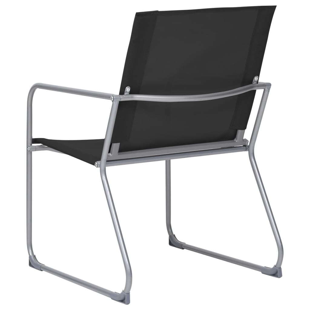 4 Piece Garden Lounge Set Fabric and Steel Black