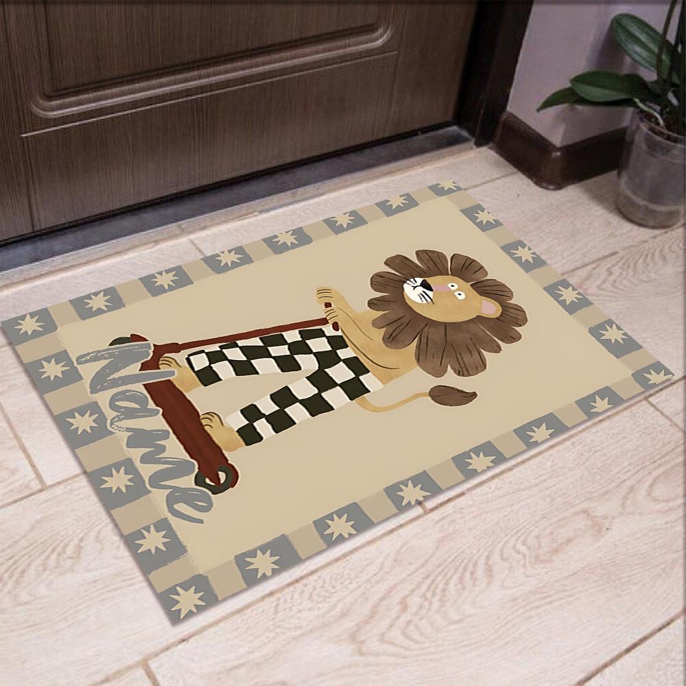Custom Name Lion Printed Carpet,Rug for Office Chair Living Room Bedroom Kitchen Room Decor Gifts.