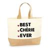 Tote Bag - PLANETEE - Best Darling Ever - Natural Jute - Printed In France - Large Capacity