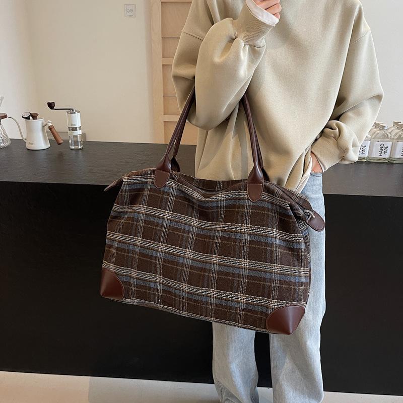Bolsa tote xadrez outono e inverno nova bolsa de viagem de grande capacidade para sair bolsa de ombro única para o dia a dia bolsa mensageiro feminina
