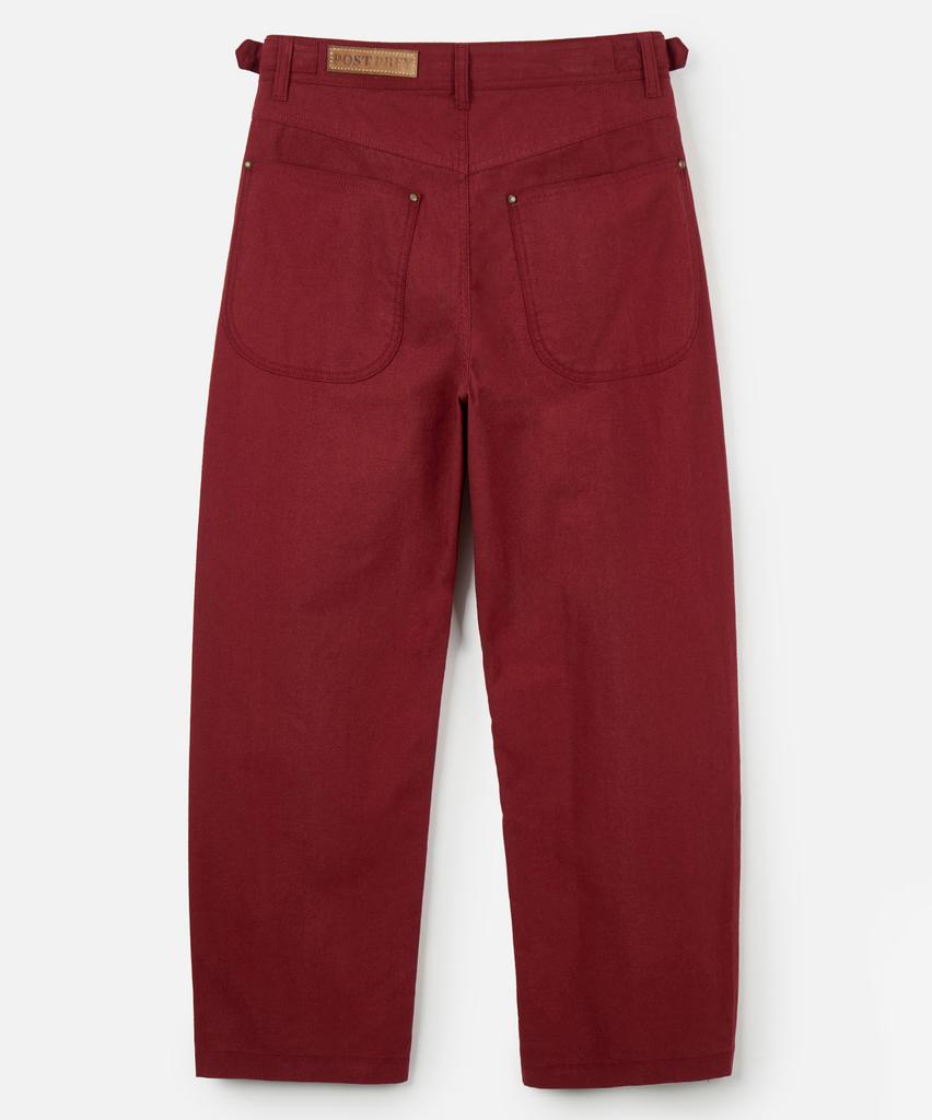Poseuteupeulei Curved Cotton Pants_Burgundy