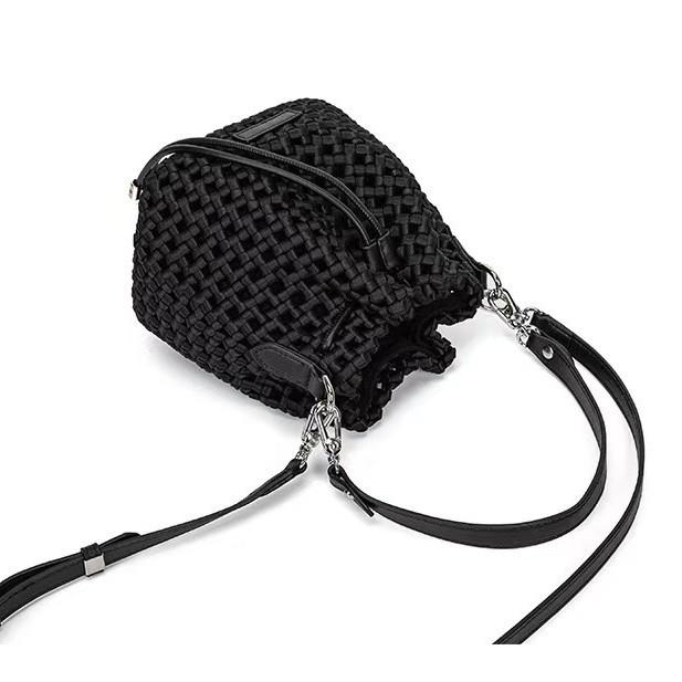 Handmade Textured Pinwheel Knot Crossbody Bucket Bag for Women