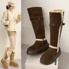 Fashion Women's High-Tube Fce Lined Thi Winter Snow Boots Knot Velvet Warm Thi Bot No-Knee Long Boots Korean Sle Ort Tube