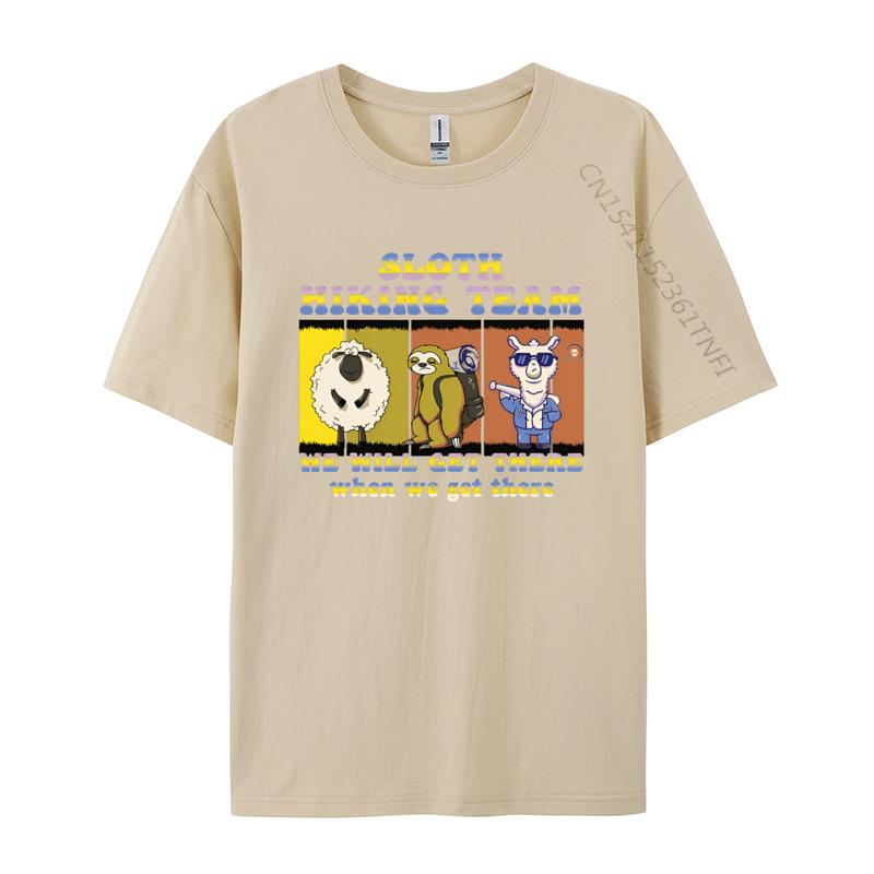 Sloth Llama Hiking Team We Will Get There Tshirt Men Stylish T Shirts TShirt Alternative Men Clothes Normal