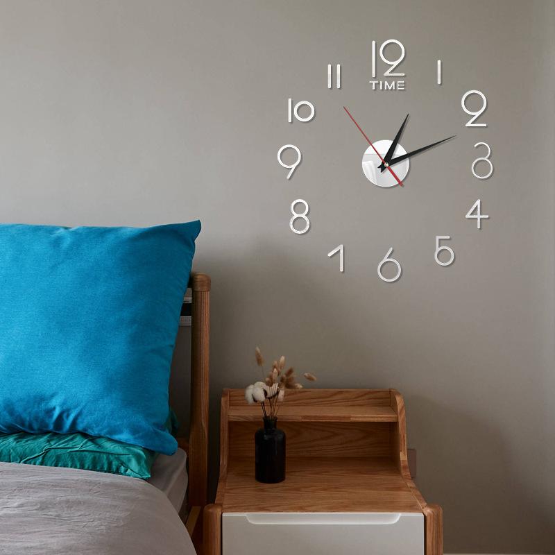 3D Frameless Wall Clock with Silent Movement and DIY Number Stickers for Home Decor, Living Room, Bedroom