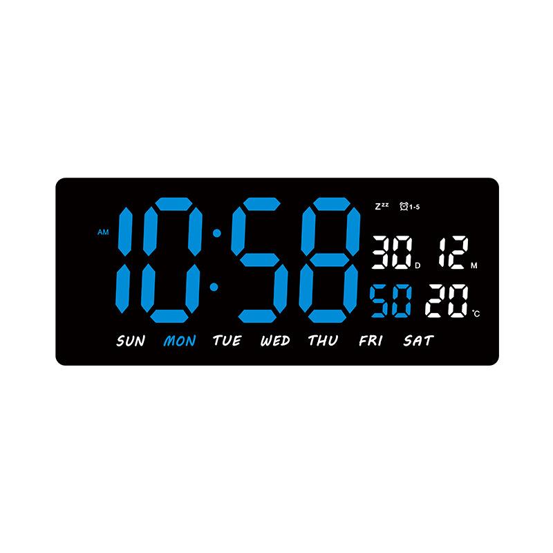 

15-дюймовые большие светодиодные цифровые часы-будильник с временем/датой/неделей/температурой/тремя наборами будильников 12/24 ч. Регулируемая яркость Время повтора