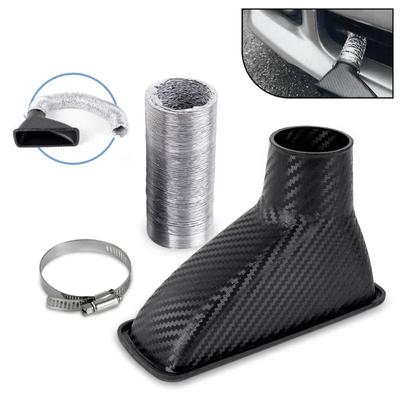 1 stuks Universele Auto Voorbumper luchtinlaat Turbo Luchtinlaatpijp Kit ABS Turbine Inlaat Kit Pijp Lucht Trechter Koolstofvezel Look