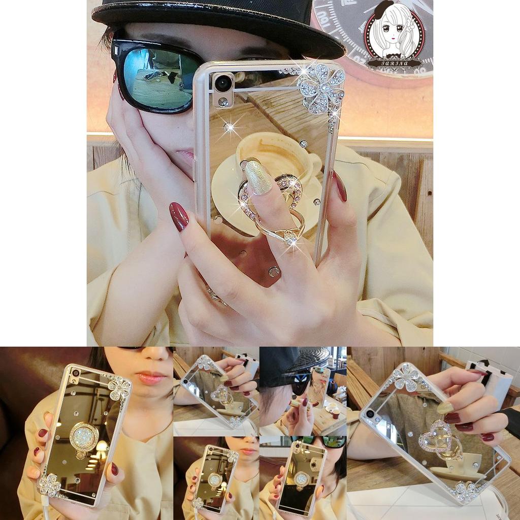 Electroplated Luxury Color Mirror Ring Bracket Mobile Phone Case For Iphone