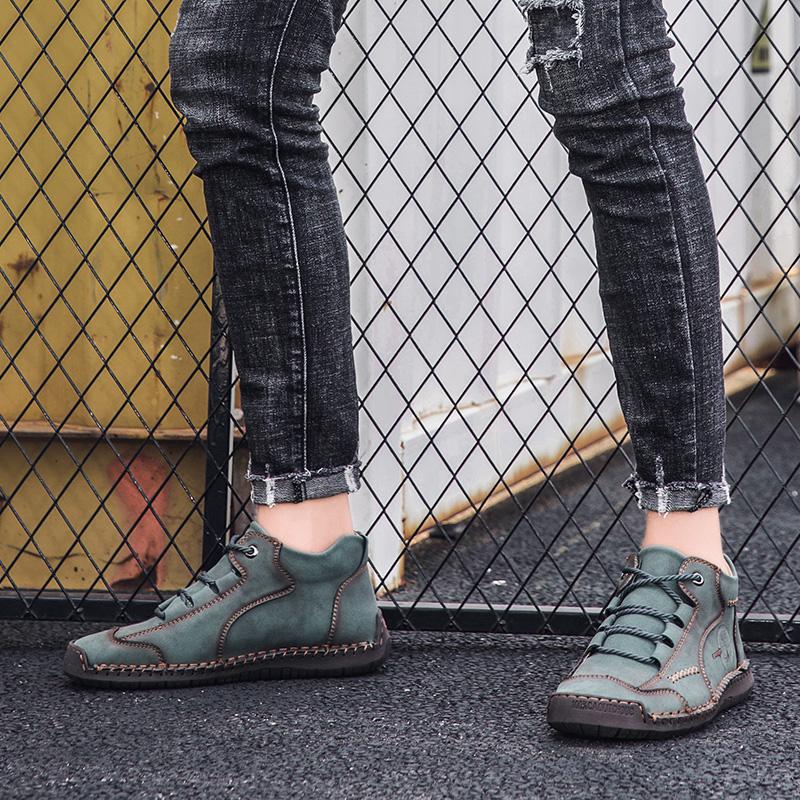 Luxuriöse, bequeme Schuhe für Herren, bequeme Stiefeletten, handgenähte, lässige Halbschuhe für Herren, weiche Sohle, atmungsaktive flache Schuhe