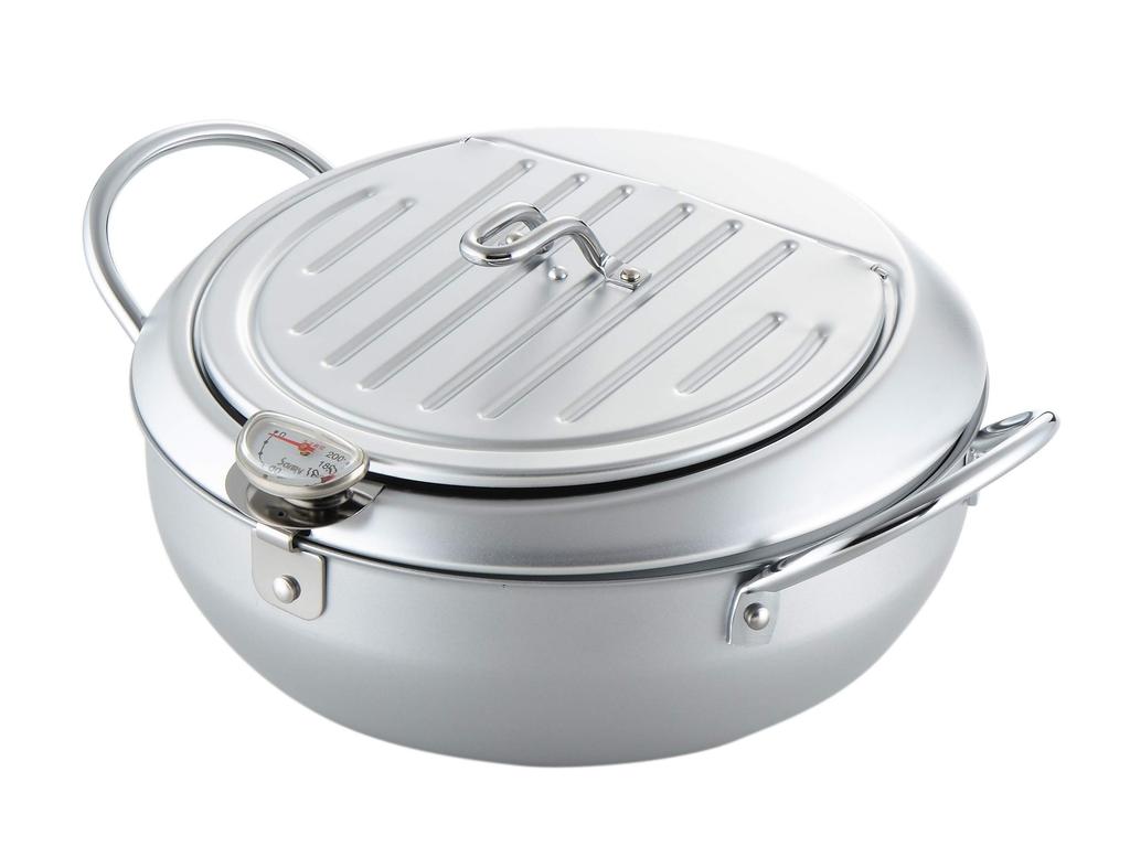 Castle Enterprise Yoshikawa Mirakutei II Tempura Pot with 24cm IH Made in Gift Wrapping Available Lid, (with Thermometer), Compatible, Japan,