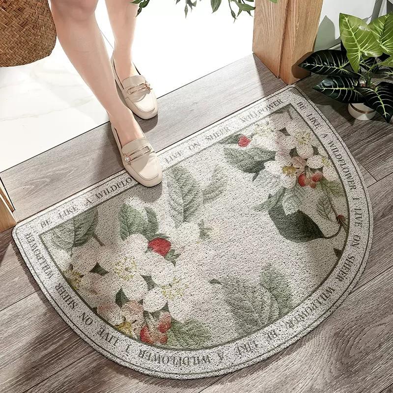 Noordse Halfronde Vloermatten voor Huisentree, Vlekbestendige Draadringen, Huishoudelijke Eenvoudige PVC Antislip Zandschrap- en Stofverwijderende Voetmatten 60*90cm