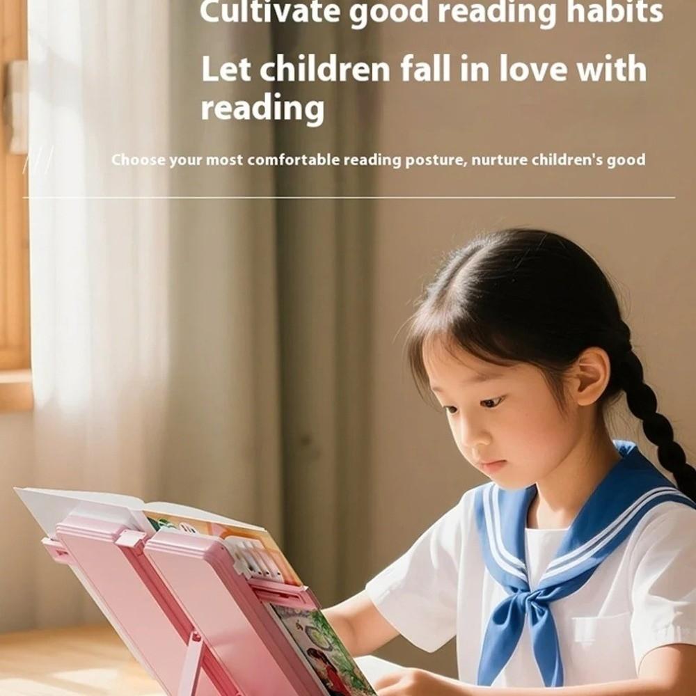 Estantería plegable de doble uso con soporte de lectura ajustable para organizar material de oficina.