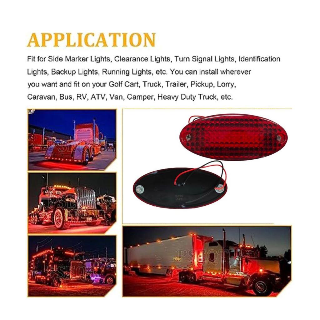 6PCS Red LED Side Marker clearance lights 12V trailer running light Fit for and Most Trucks Trailers Tractor Semi-trailer Dump truck Vehicle