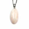 Pink coral oval pendant with 14K white gold hardware gift wrapping and gift tag Includes a 40cm plated chain be changed to an 18K gold chain Undyed