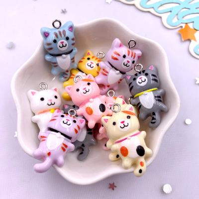 10 Stück Mischung Harz Gemälde Cartoon Kawaii Kleine Katzen Flache Rückseite Stein Figuren Scrapbooks DIY Basteln Anhänger Schmuck Dekor