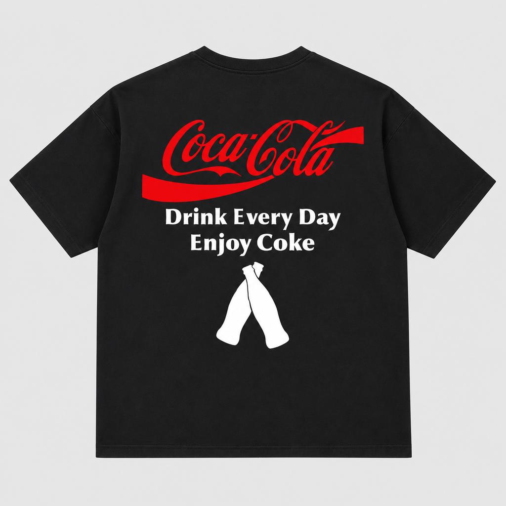 Vintage Unisexs Tshirts American Streetwear Aesthetic Cocacola Classic Bottle Print Breathable Cotton Unisex Crew Neck Tshirt