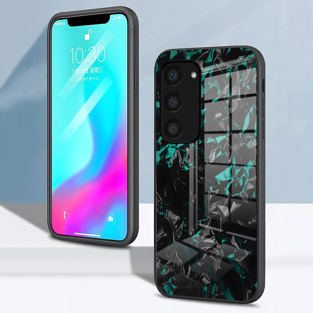 Forged Carbon Fundas Phone Case For Samsung S26 S25 S24 FE S23 S22 S21 Plus S20 Ultra Note20Ultra Black Glass Cover