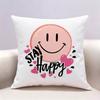 Smile Cartoon fun cute Doublesided print Pillow Case Pattern Printed Pillowcase For Living Room Sofa Cushion Cover