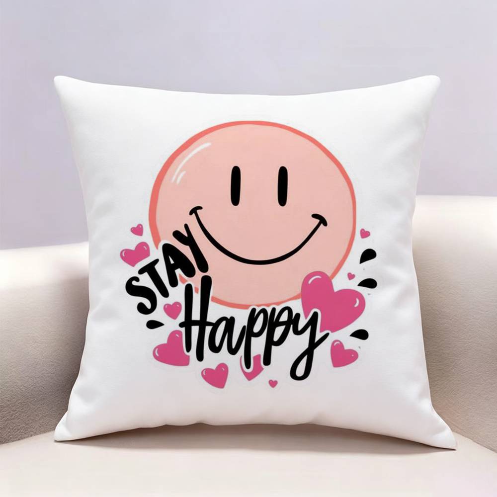 Smile Cartoon fun cute Doublesided print Pillow Case Pattern Printed Pillowcase For Living Room Sofa Cushion Cover