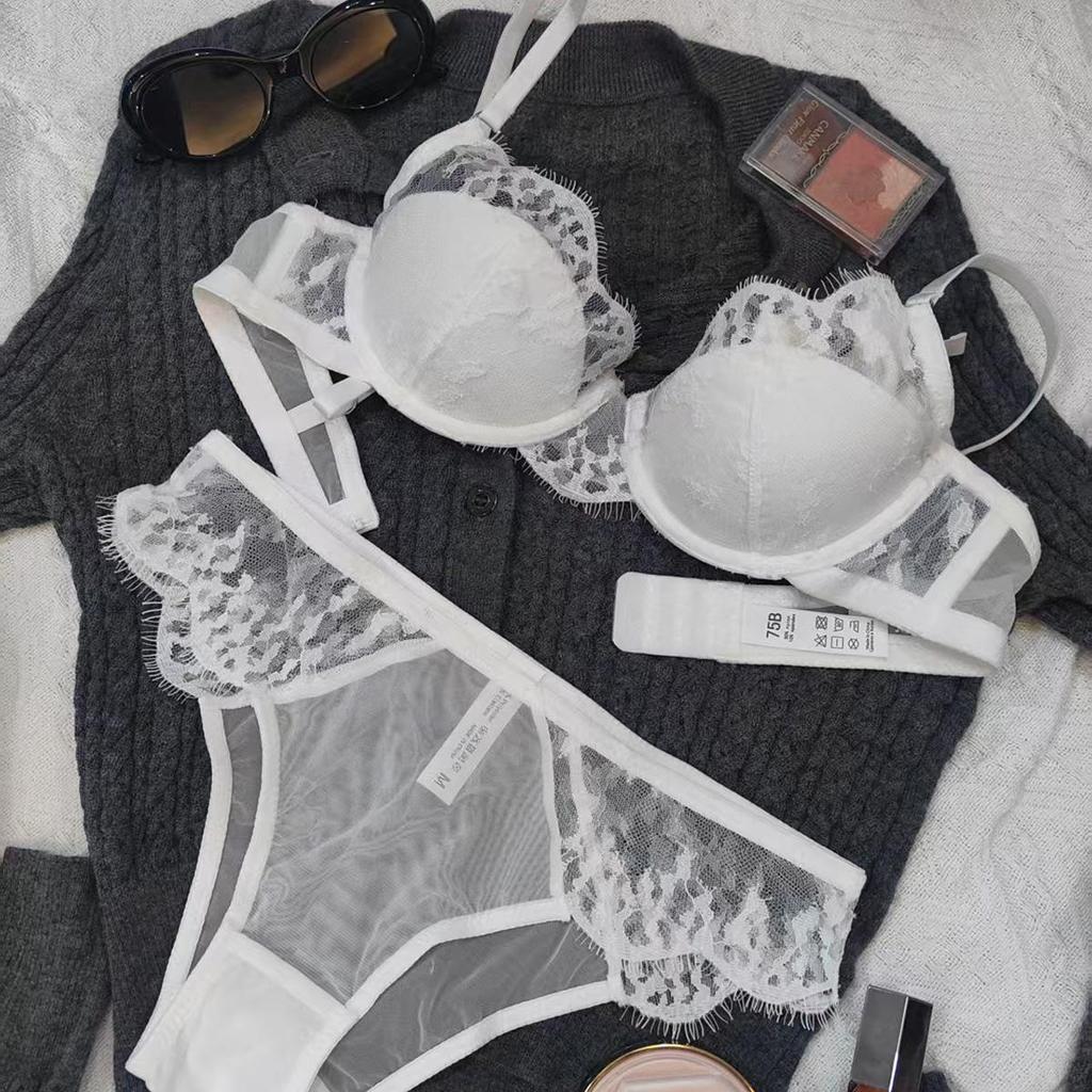 Französische Spitze Übergröße Anti-Hänge-BH-Set für Frauen