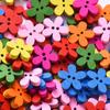 100 Pcs 2-hole Mixed Flower Wooden Decorative Buttons Suitable for Sewing Clip Arts and Crafts Multicolor 14x15mm
