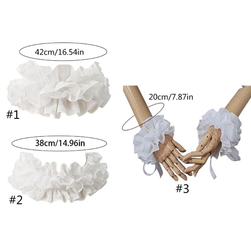 Women Victorians Chokers Neck Ruff False Collar Wrist Cuffs Renaissances Costume