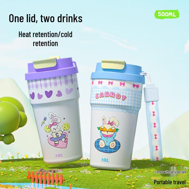 OLOEY 316 Stainless Steel Kids Dual-Drink Insulated Travel Mug with Handle