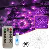 USB Remote Control 70 LED Spider And Web Light Halloween Decoration Light Horror Atmosphere Light (With Spider)