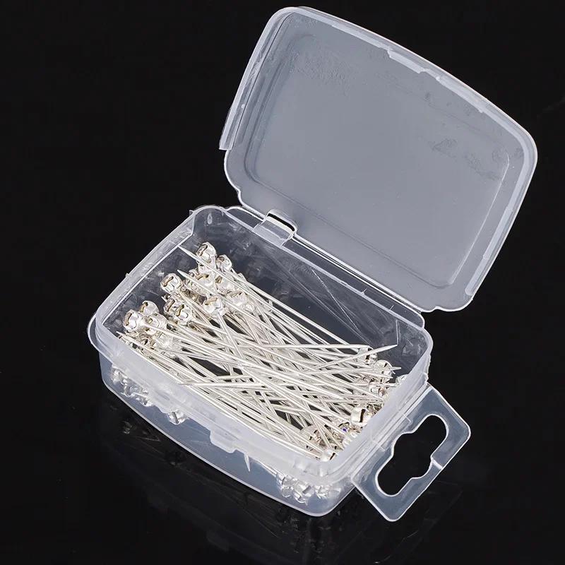 

72Pcs/Box Fashion Handmade Dress Pins Round Crystal Head Dressmaking Pins Weddings Corsage Florists Sewing