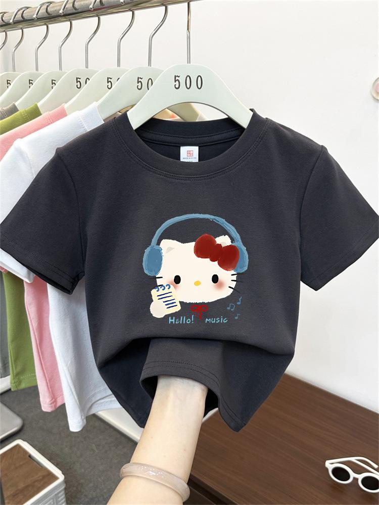 Kids Summer Cotton Cartoon T Shirt Loose Short Sleeve Round Neck Top For Boys And Girls