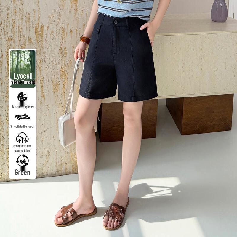 Bailuyu Tencel Linen High-Waisted Shorts S