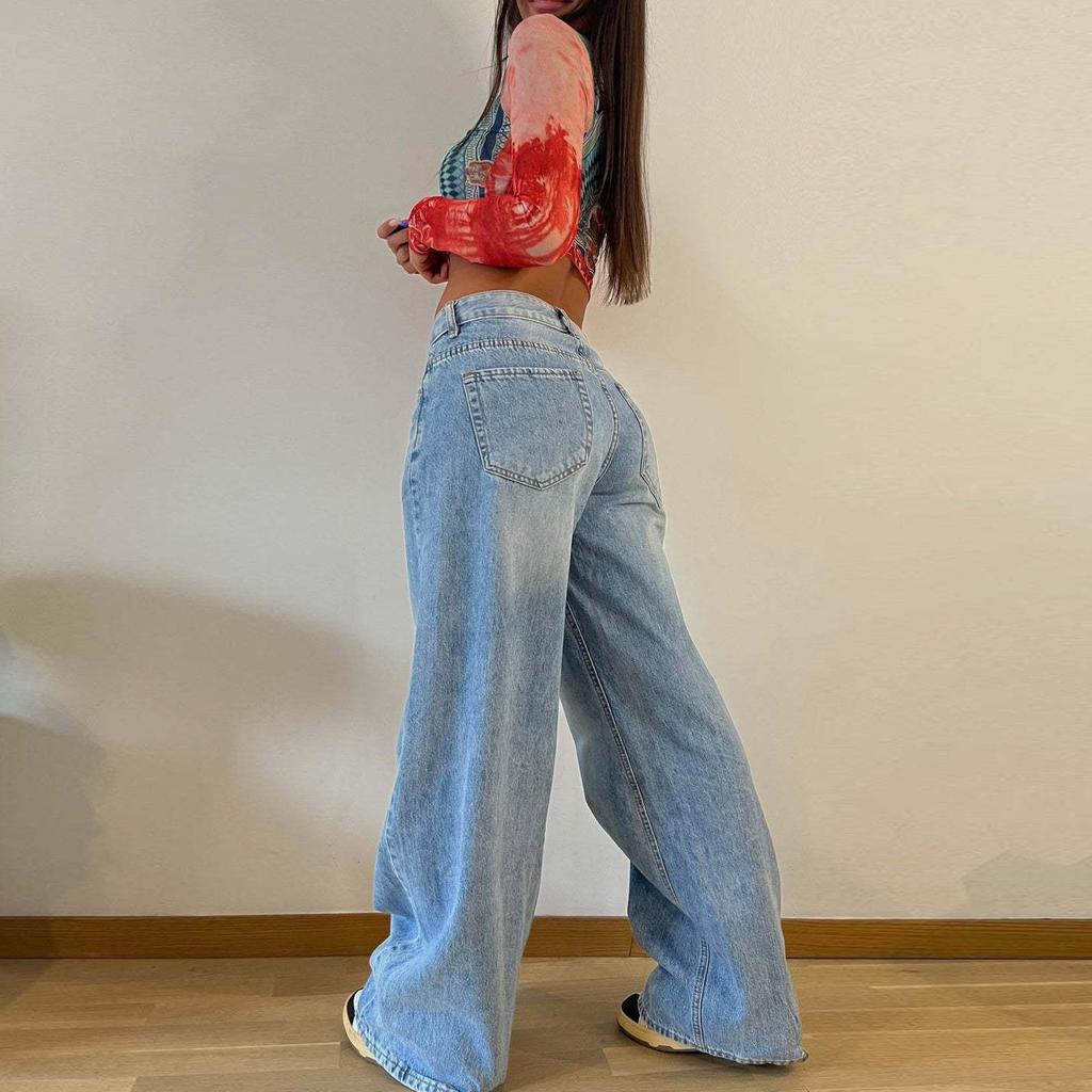 2025 Spring/Summer Women's Light Color High Waist Wide-Leg Slimming Jeans