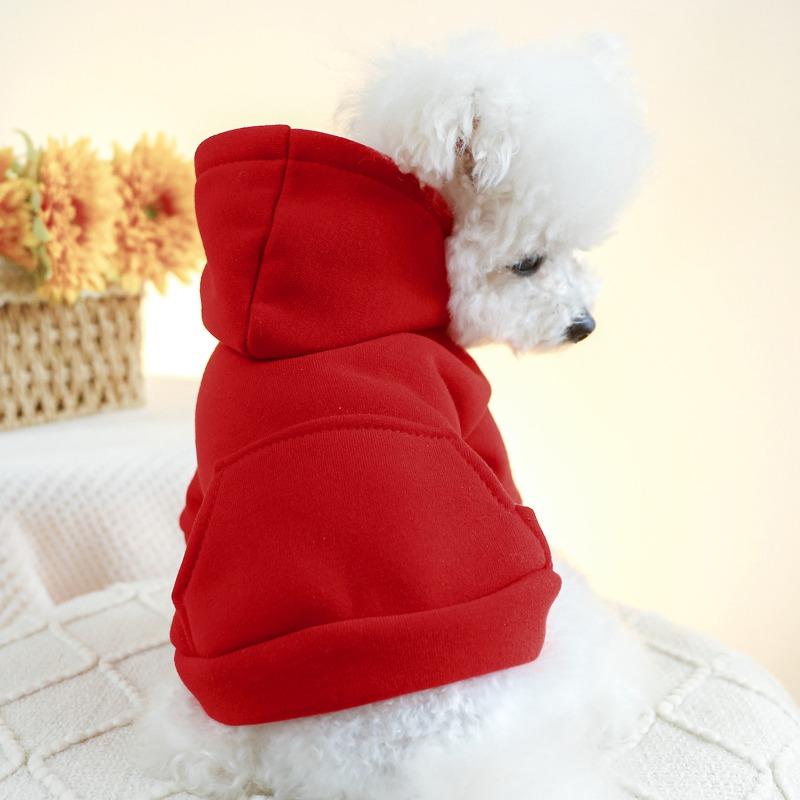 Pet Circle, Dog and Cat Clothes, Solid Color Light Board, Hooded Pocket, Basic Sweater.