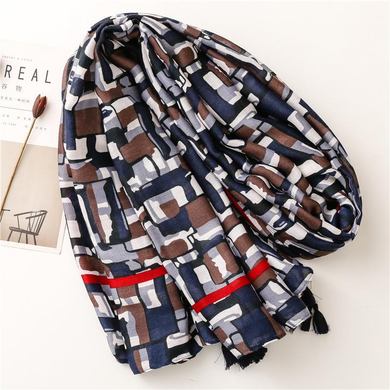 Rectangular Shawl Scarf, Trendy Printed Beach Scarf, Fashionable Sunshade Scarf, Outdoor Soft Large Handkerchief, All Season Warm Tassel Scarf