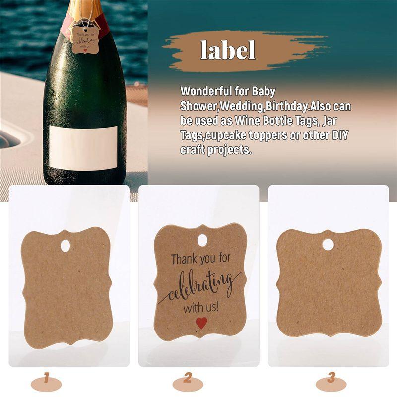 A20F-100 Pcs Thank You For Celebrating With Us Tags Kraft Paper Gift Wrap Tags With Natural Jute Twine For Baby Shower,Christmas