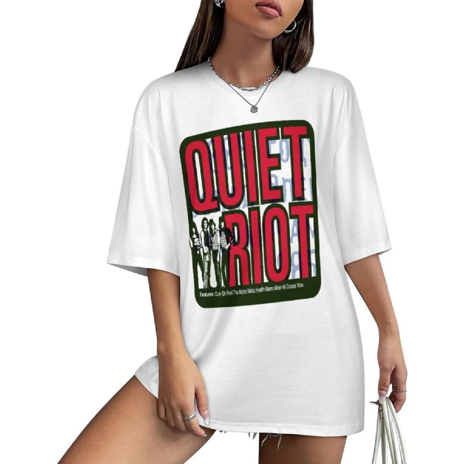AYANILI Womens&Men s Round Neck T-Shirt Quiet Riot Womens Tops Street Style Unisex S